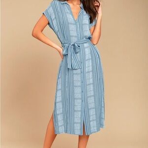 Lush - I'm the One Blue and White Striped Shirt Dress